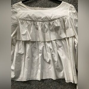 Banana Republic White Ruffle Blouse